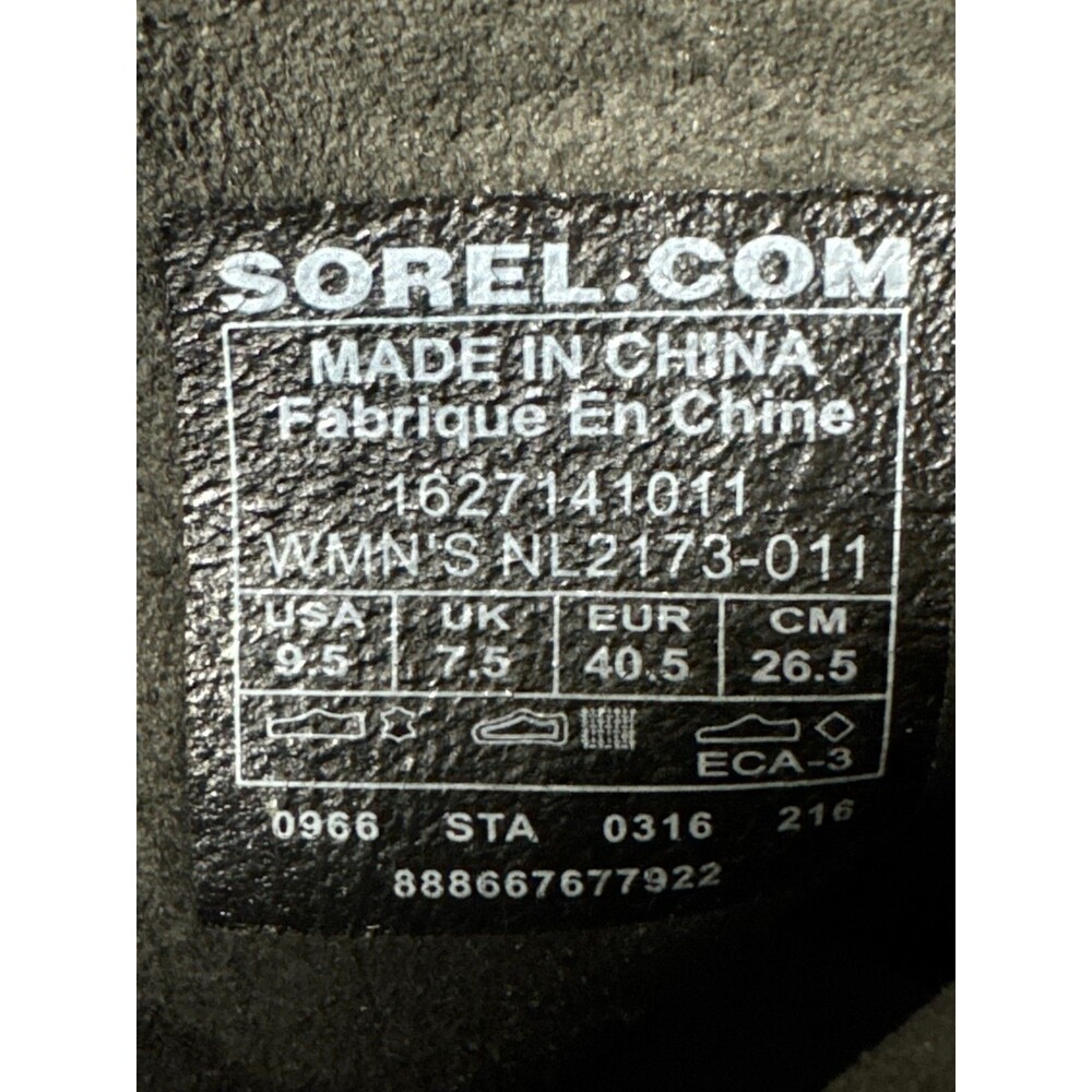 Sorel Black Leather Wedge Boots Lace Up Moto Biker Grunge Women's 9.5 - Picture 6 of 9